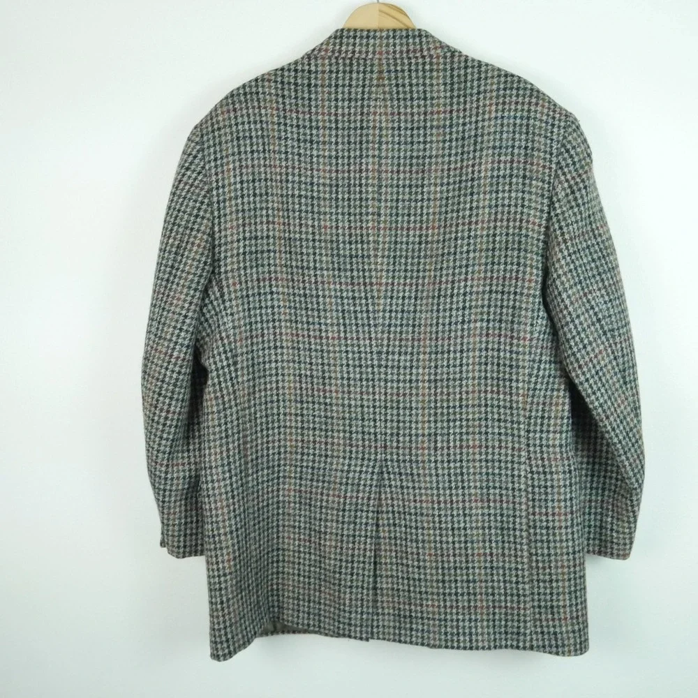 Nordstrom Harris Tweed Mens 44L Wool Blazer Houndstooth Sport Coat Academia